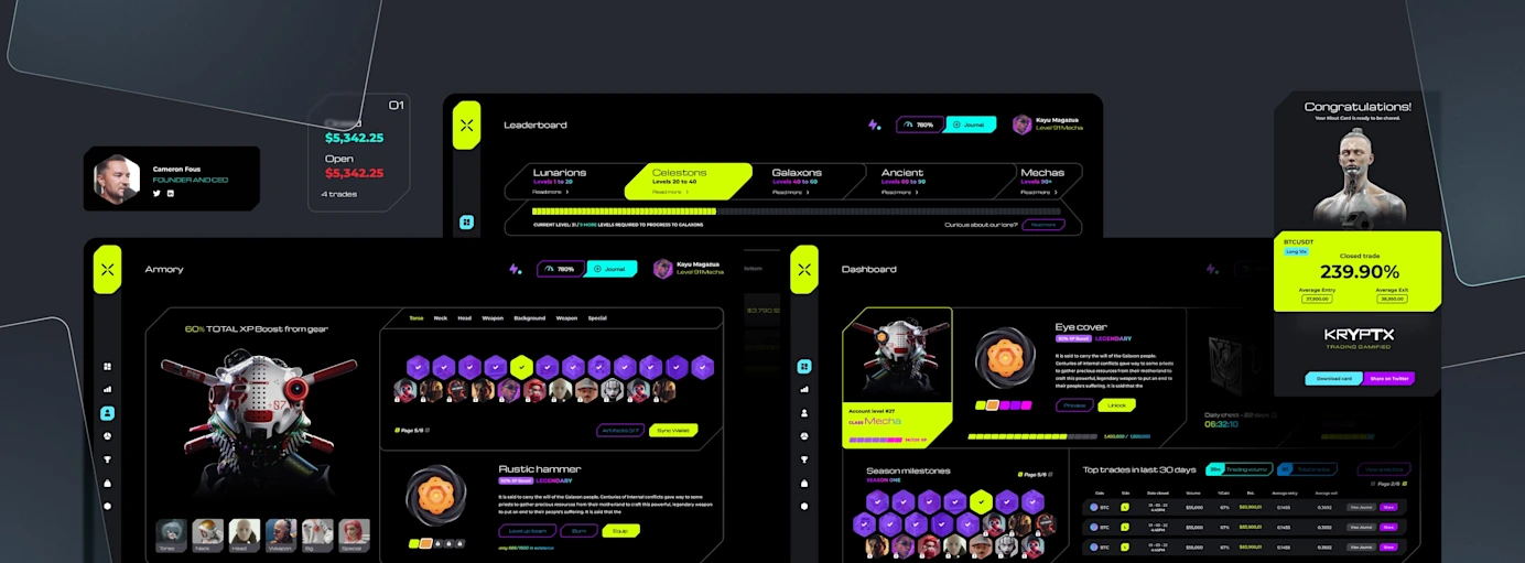 A Gamified Crypto Trading Platform core feature showcase