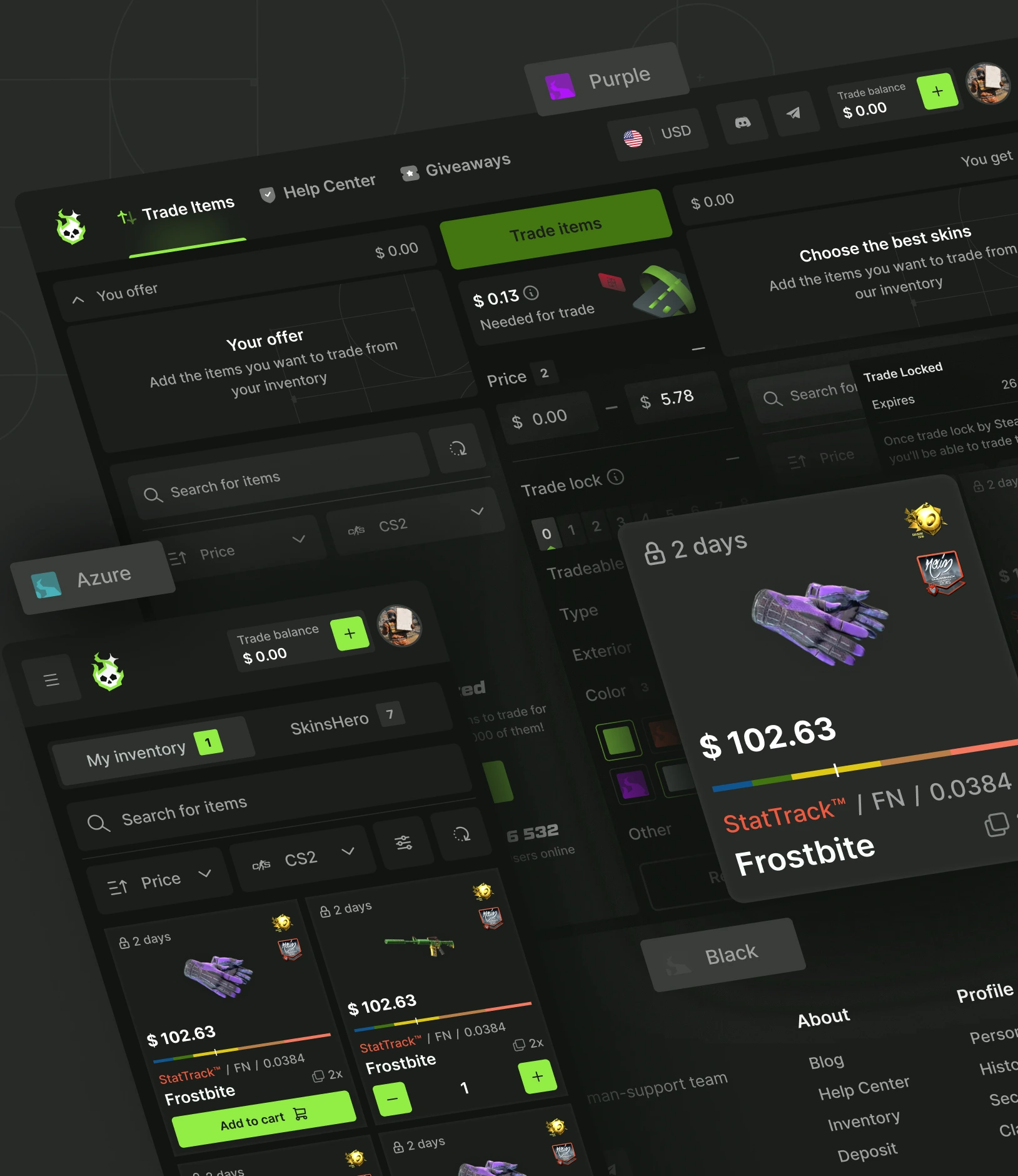 Skins Trading Platform for Rust & CS2 project showcase