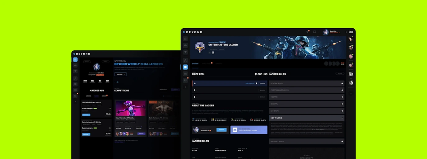 Esports Platform for Logitech core feature showcase