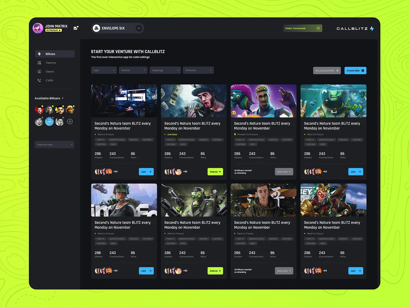 CallBlitz - dashboard