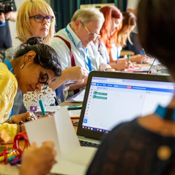Teachers in a training workshop