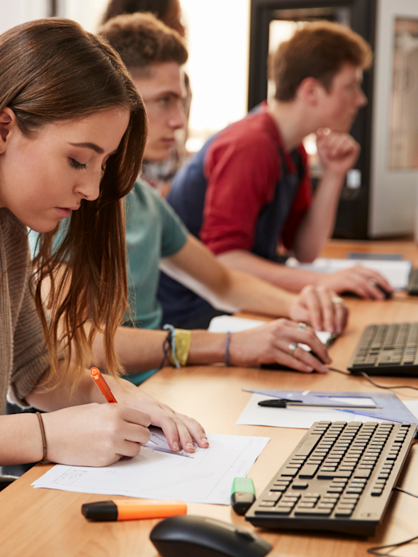 Students learning at computers