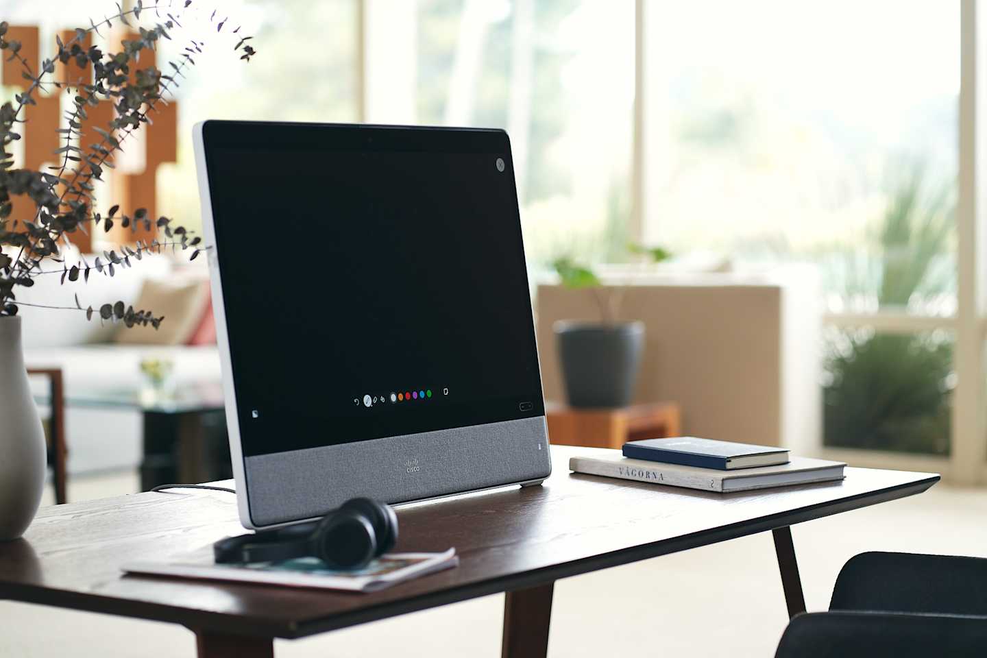 Webex Desk Pro - on desk in living room