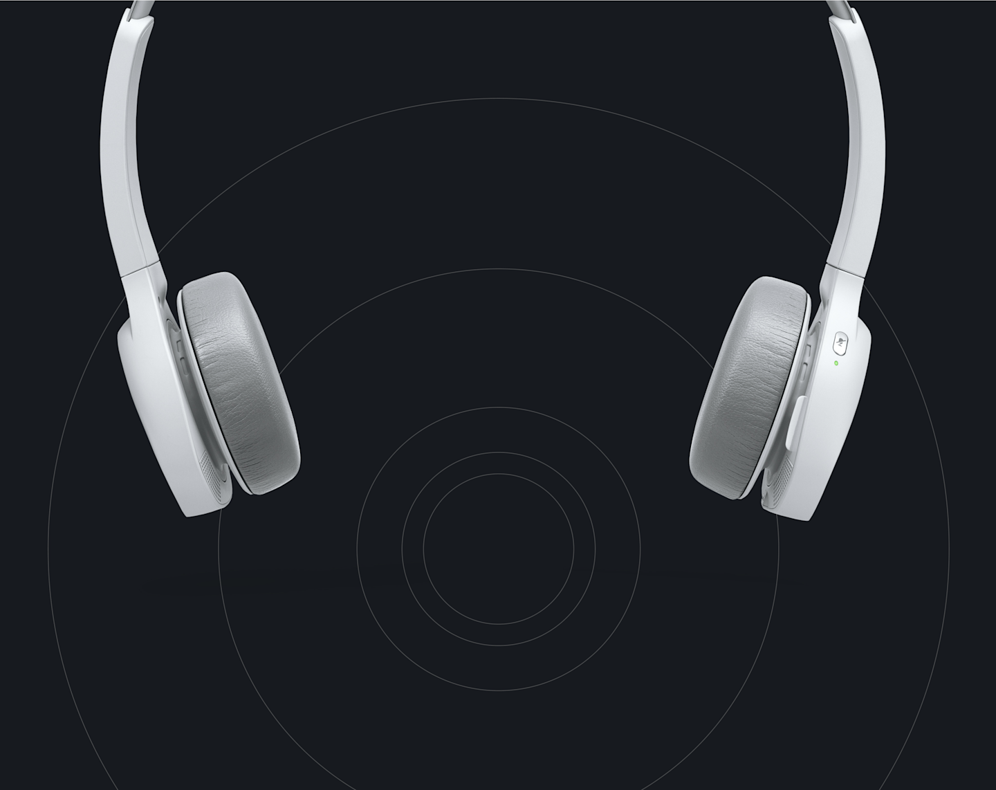 Cisco Headset 730 with sound waves on a dark background