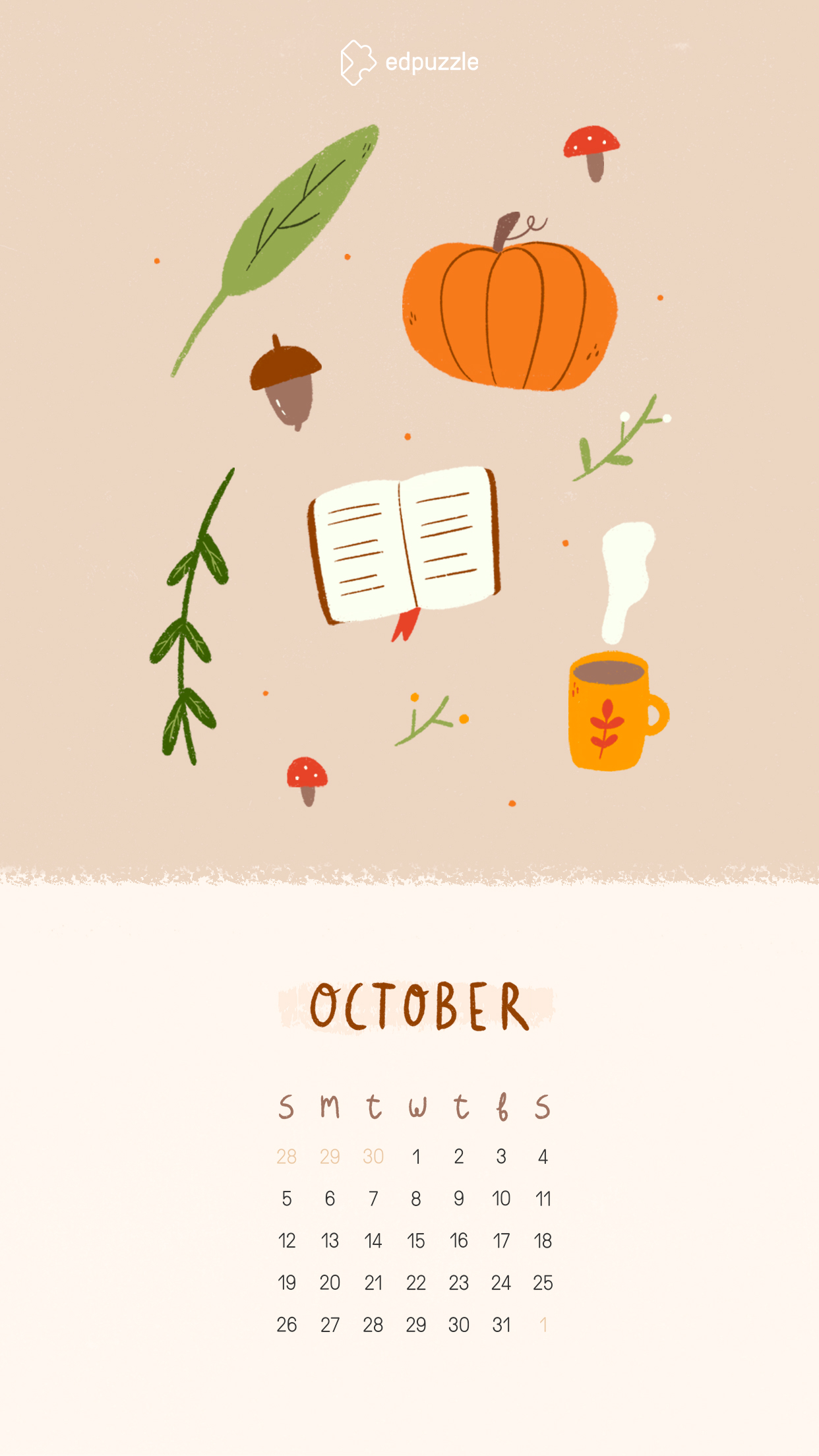 October Calendar 2020 Mobile