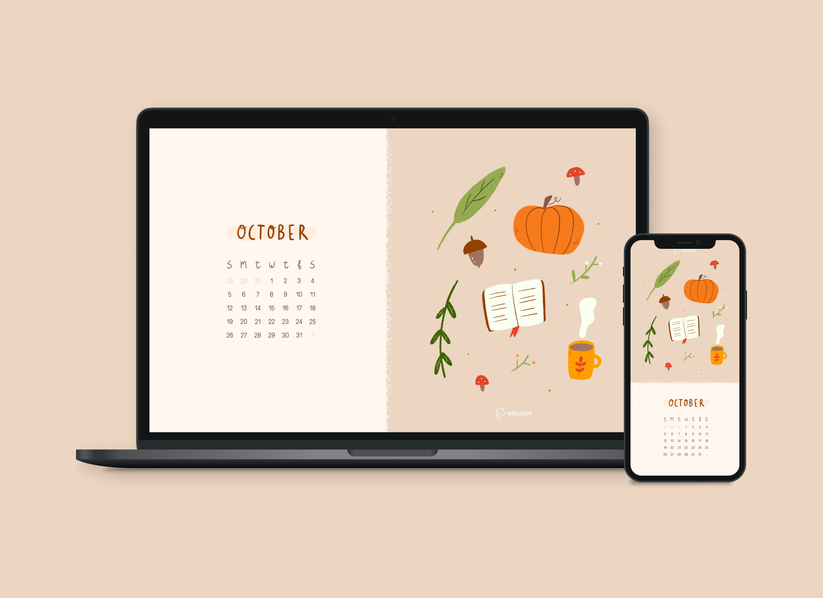 October Calendar Mobile Wallpaper Abstract Plant Bouquet Background  Wallpaper Image For Free Download  Pngtree