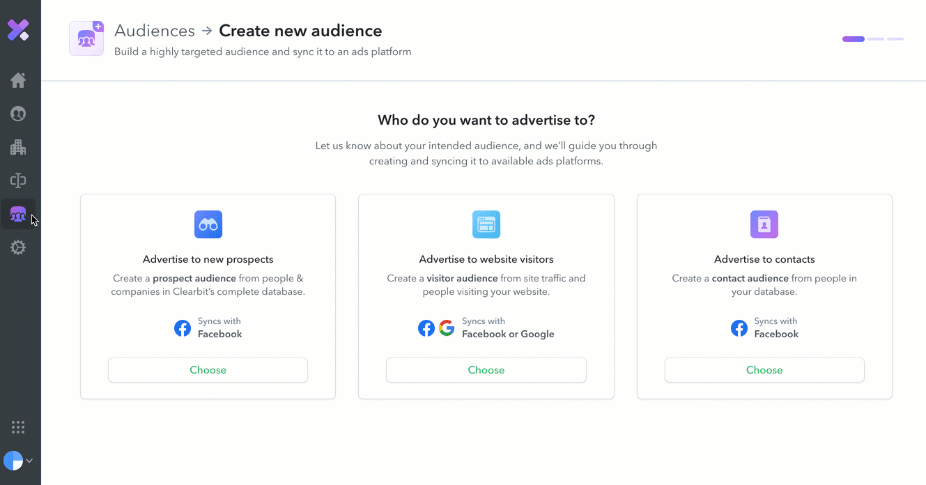 Create a New Visitor Audience in Clearbit X