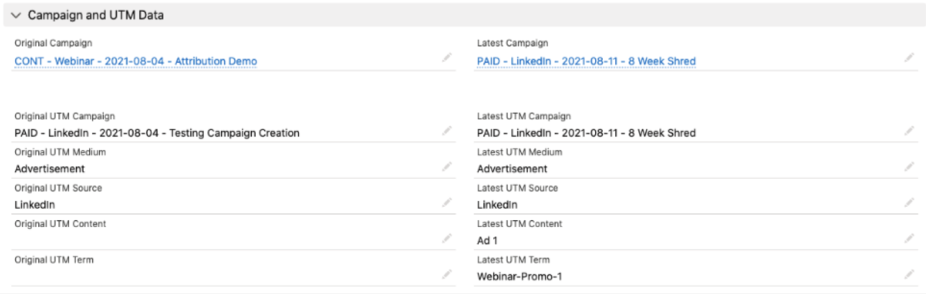Campaigns and UTM data in SFDC