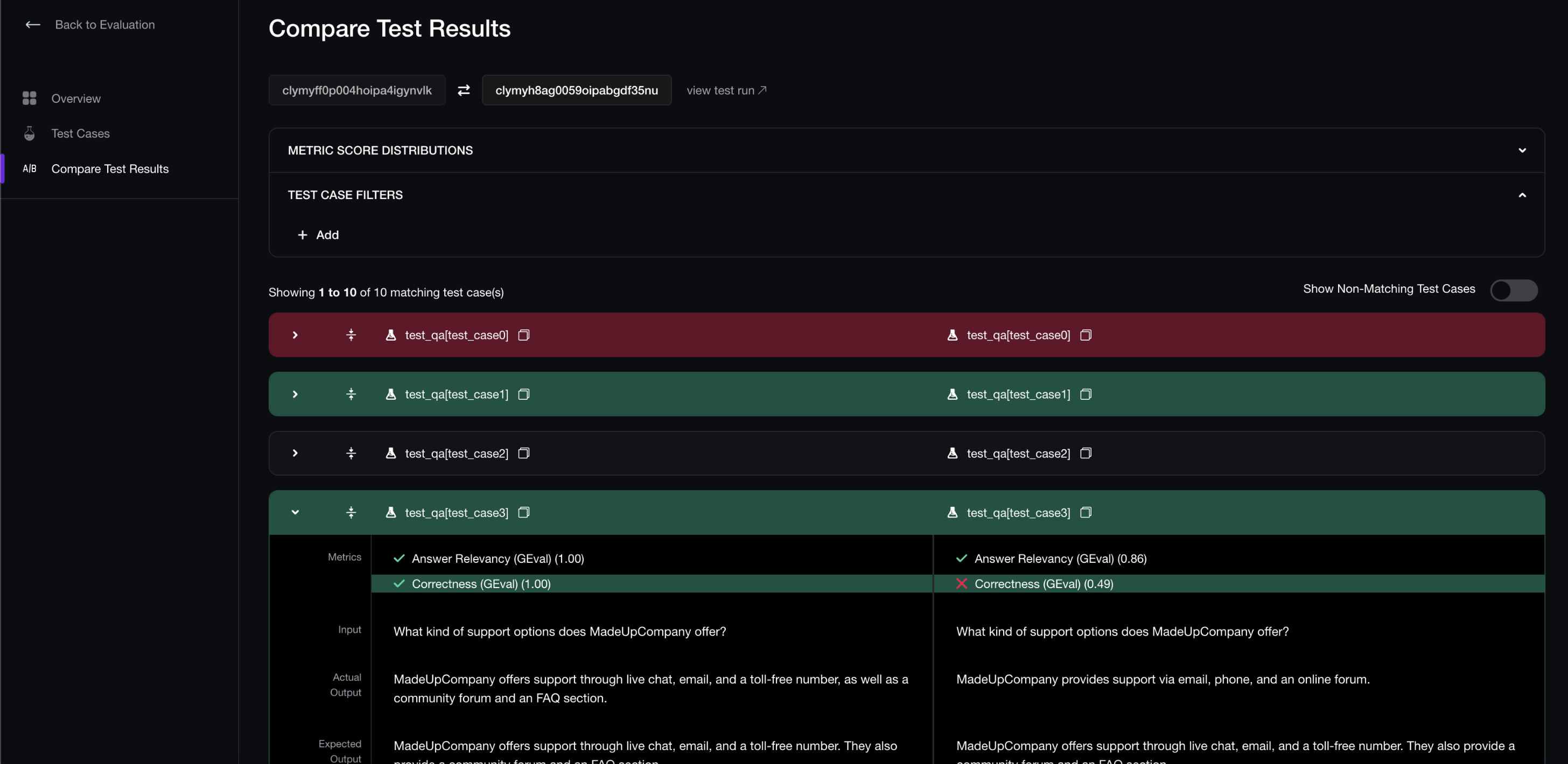 Confident AI Regression Testing Suite