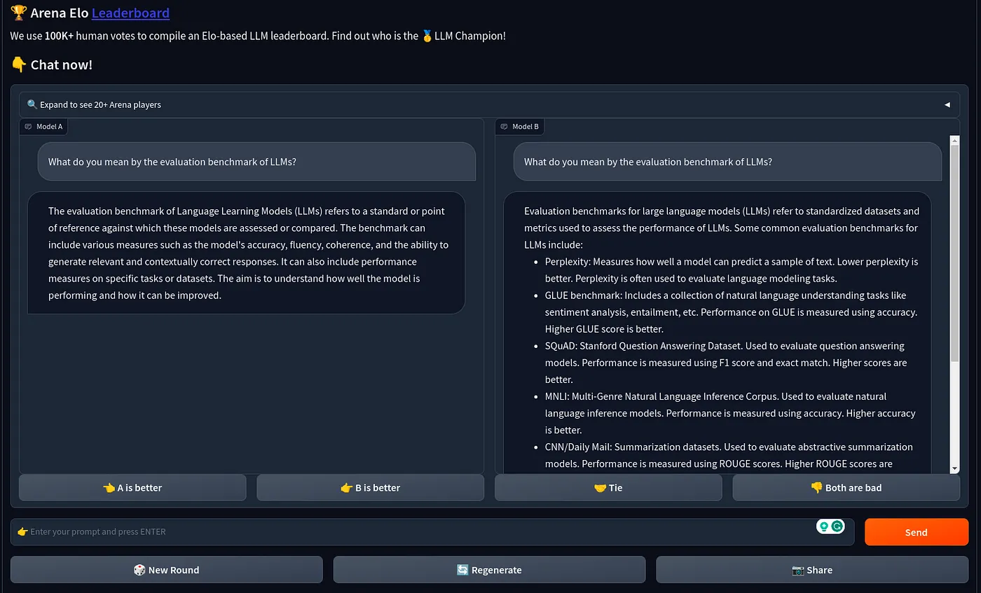 Figure 5: Chabot Arena by LMSys.