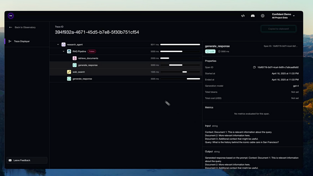 RAG Component-Level Evals on [Confident AI](https://www.confident-ai.com/)