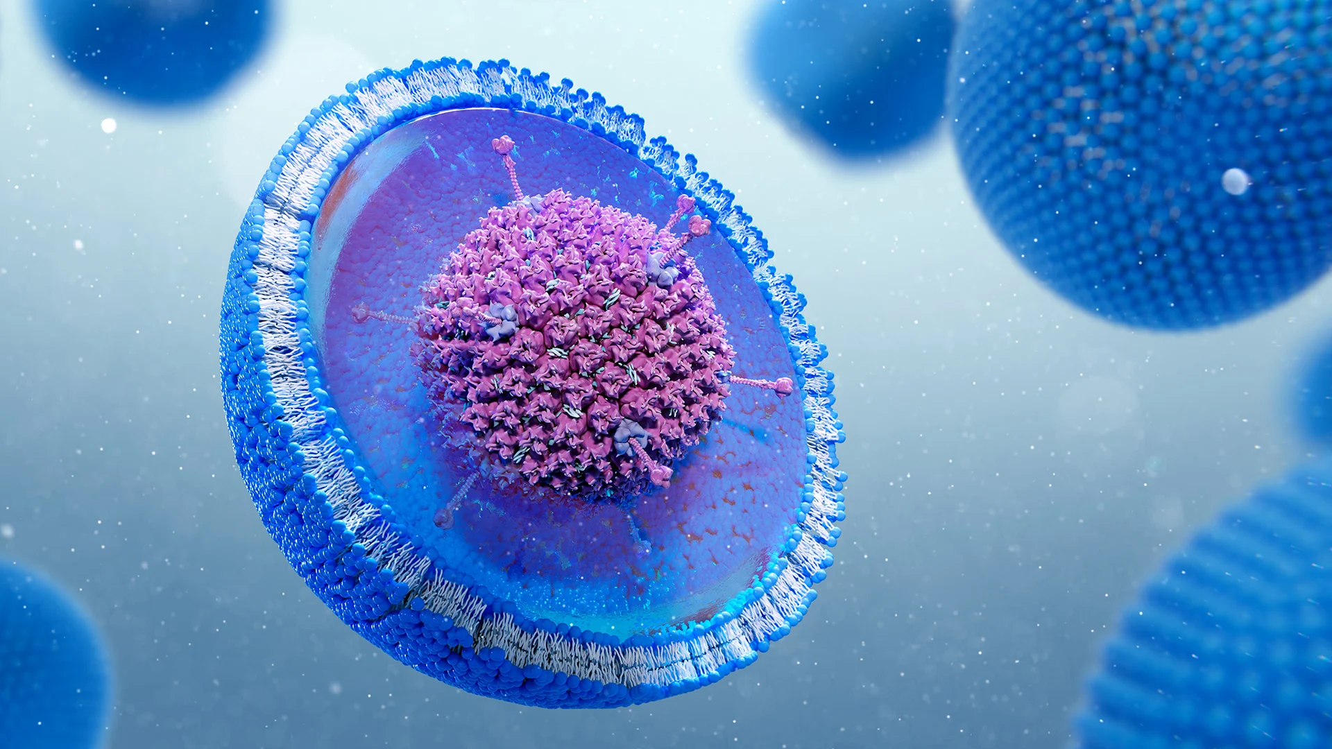 Adenovirus gene therapy liposome, illustration