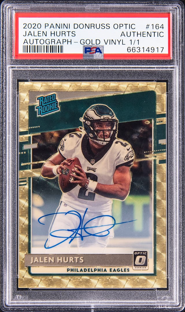Jalen Hurts 2020 Optic Gold Vinyl 1/1 Auto Sold
