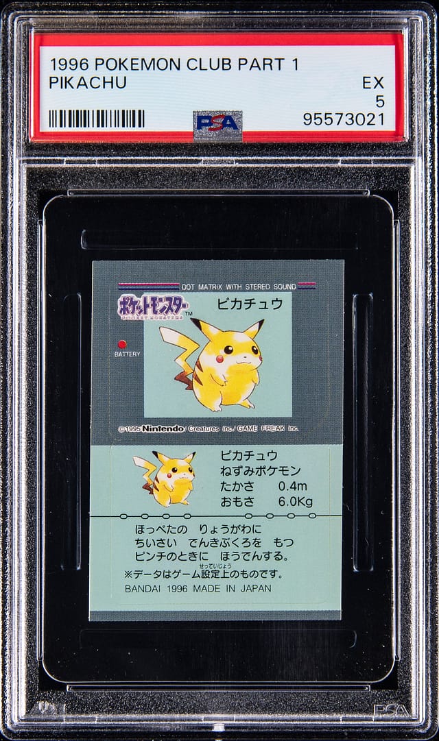 1996 Pokémon Club Pikachu PSA 5 Sells for $23K