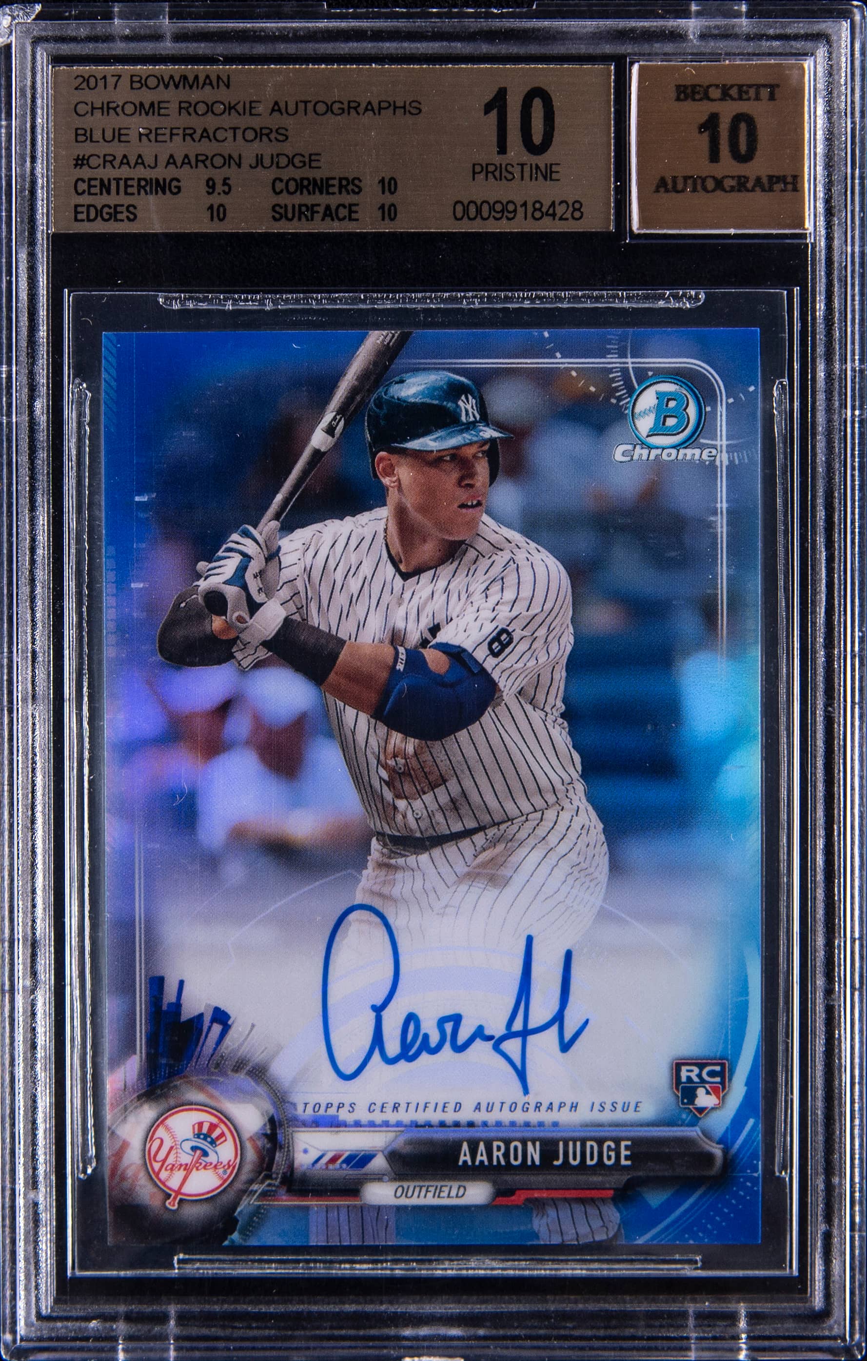 Aaron Judge 2017 Bowman Chrome Blue Auto BGS 10 Sale