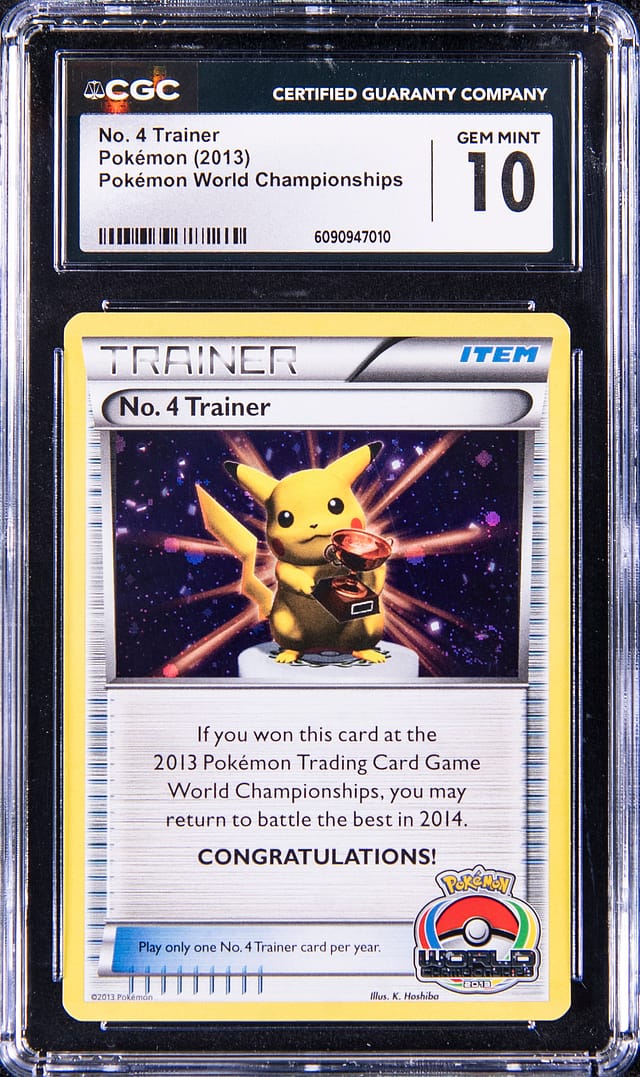 2013 Pikachu No. 4 Trainer Trophy CGC 10 sells for $43K
