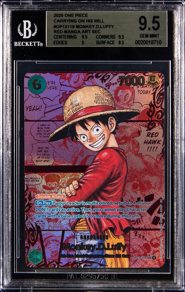Luffy OP13-118 Red Manga BGS 9.5 Sells for $15.9K