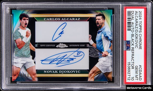 Alcaraz & Djokovic 2024 Topps Chrome Dual Auto Sale
