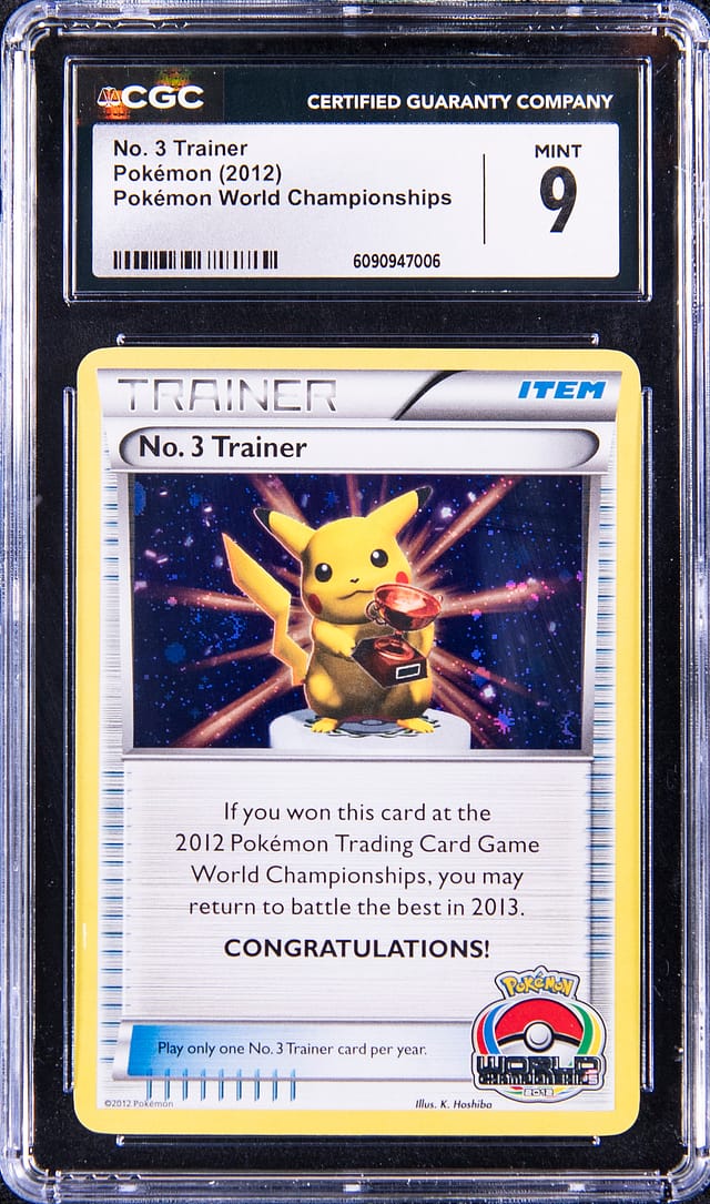 2012 No. 3 Trainer Pikachu Trophy CGC 9 Sells for $30K