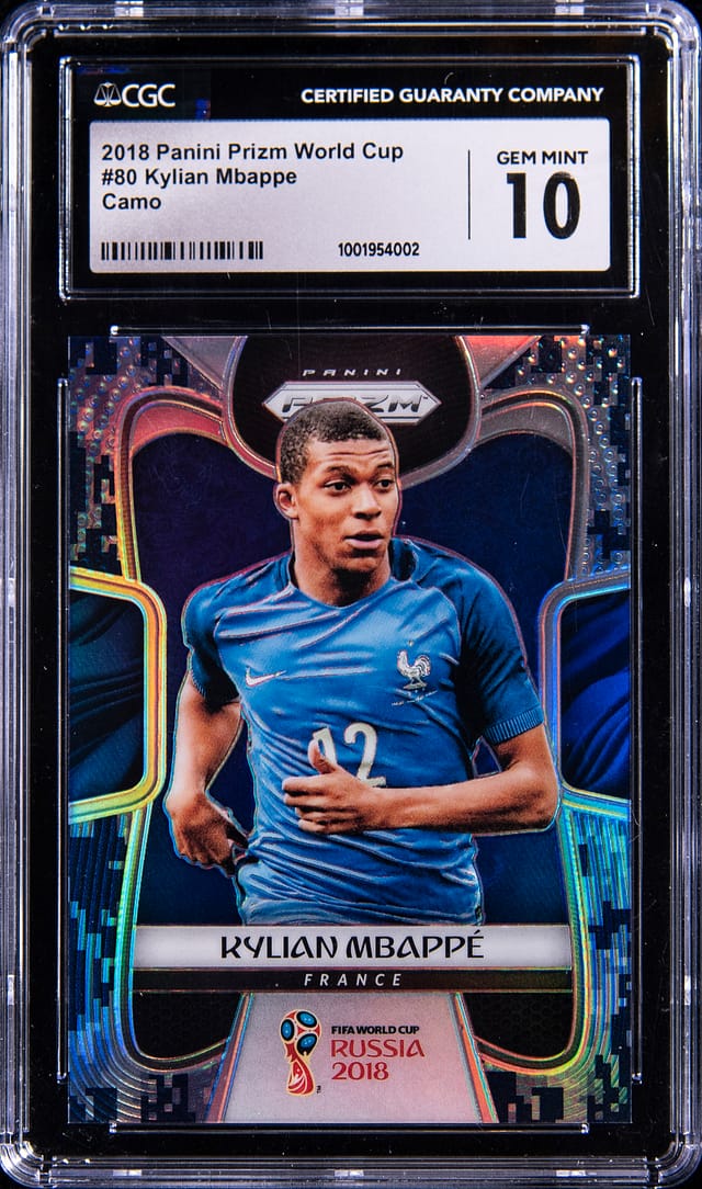 Mbappé 2018 Prizm Camo /20 CGC 10 sells for $19K