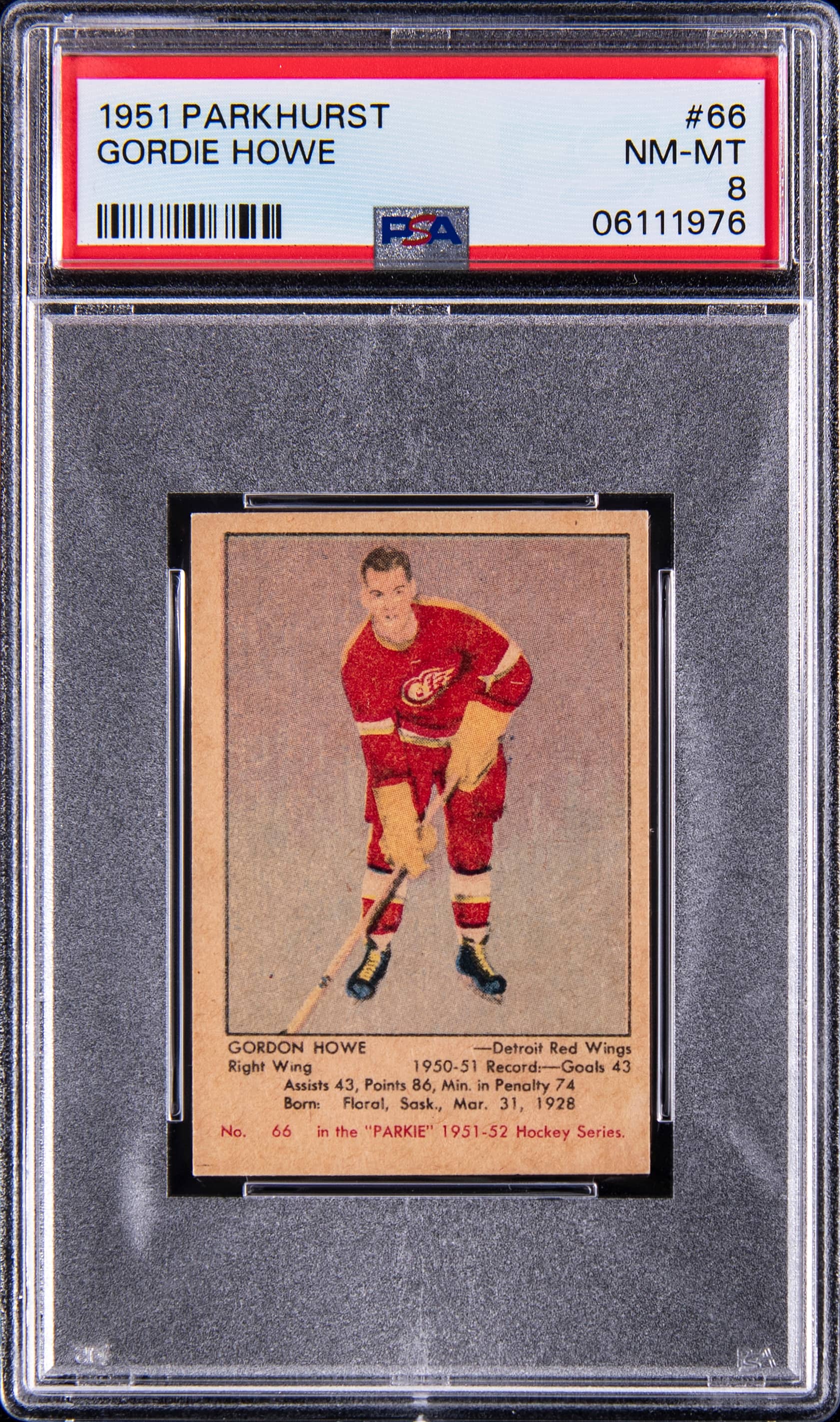 1951 Parkhurst Gordie Howe Rookie PSA 8 Sells for $56K