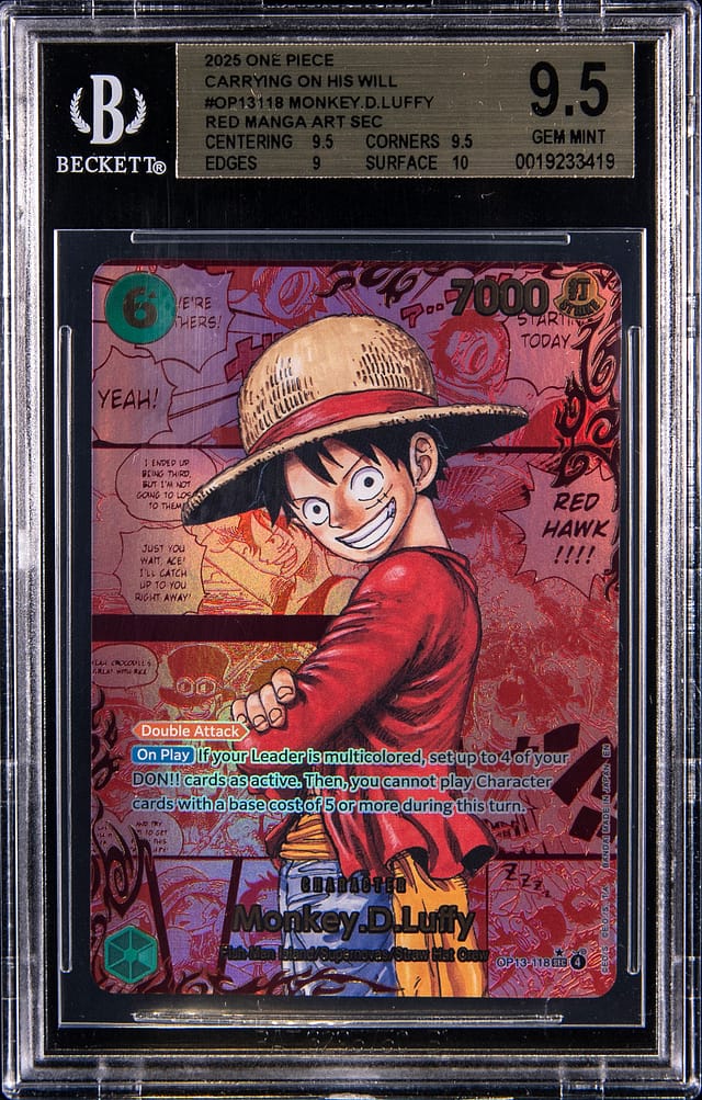 BGS 9.5 OP13 Luffy Red Manga Art Secret Sells