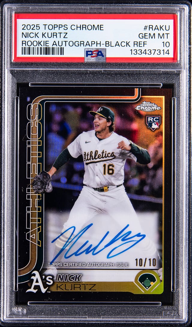 Nick Kurtz 2025 Topps Chrome Black Auto /10 PSA 10 Sale