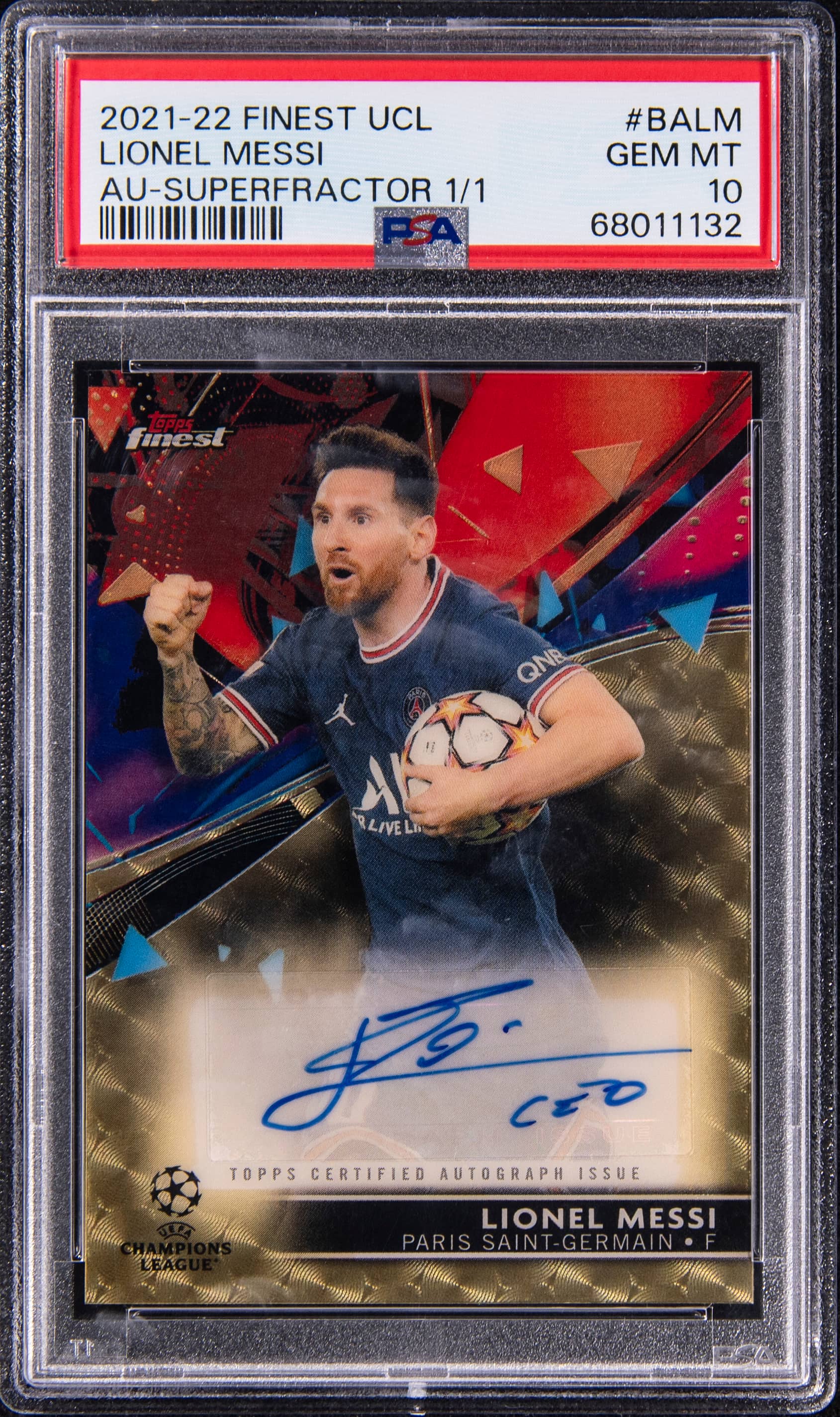 Messi 2021-22 Finest UCL SuperFractor 1/1 Sells High