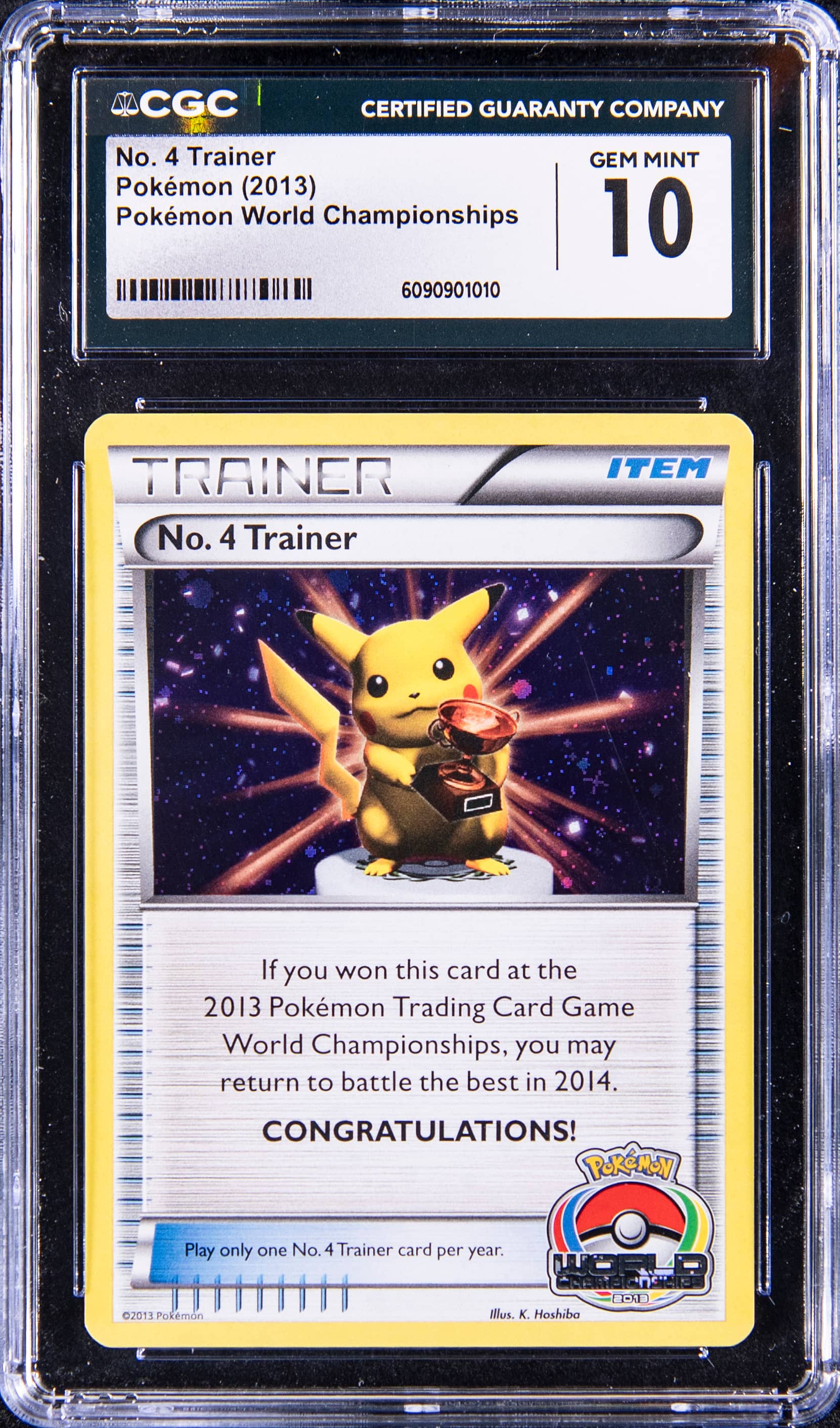 2013 No.4 Trainer Pikachu Trophy CGC 10 Sells for $36K