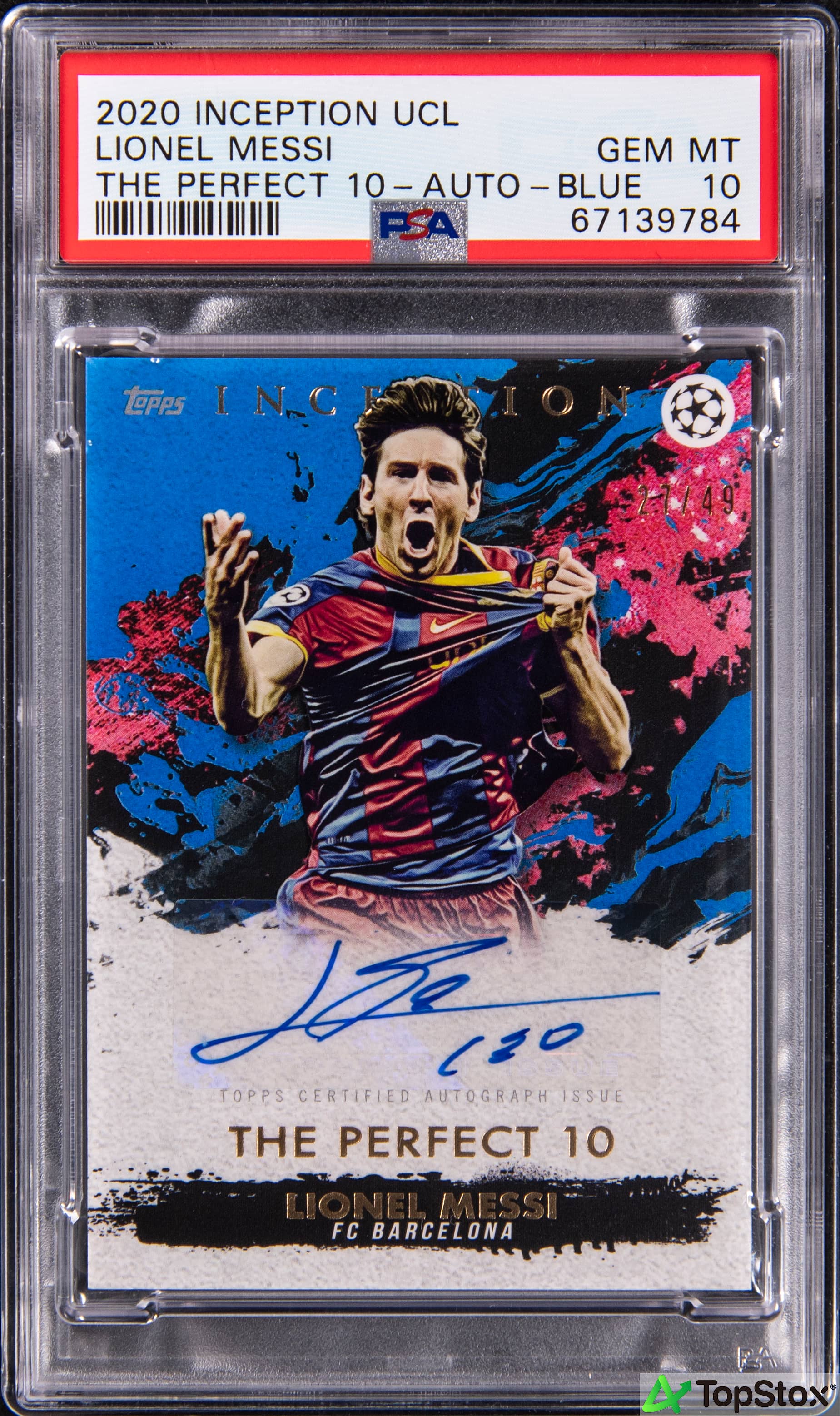 Messi 2020-21 Inception UCL Auto /49 PSA 10 Sale