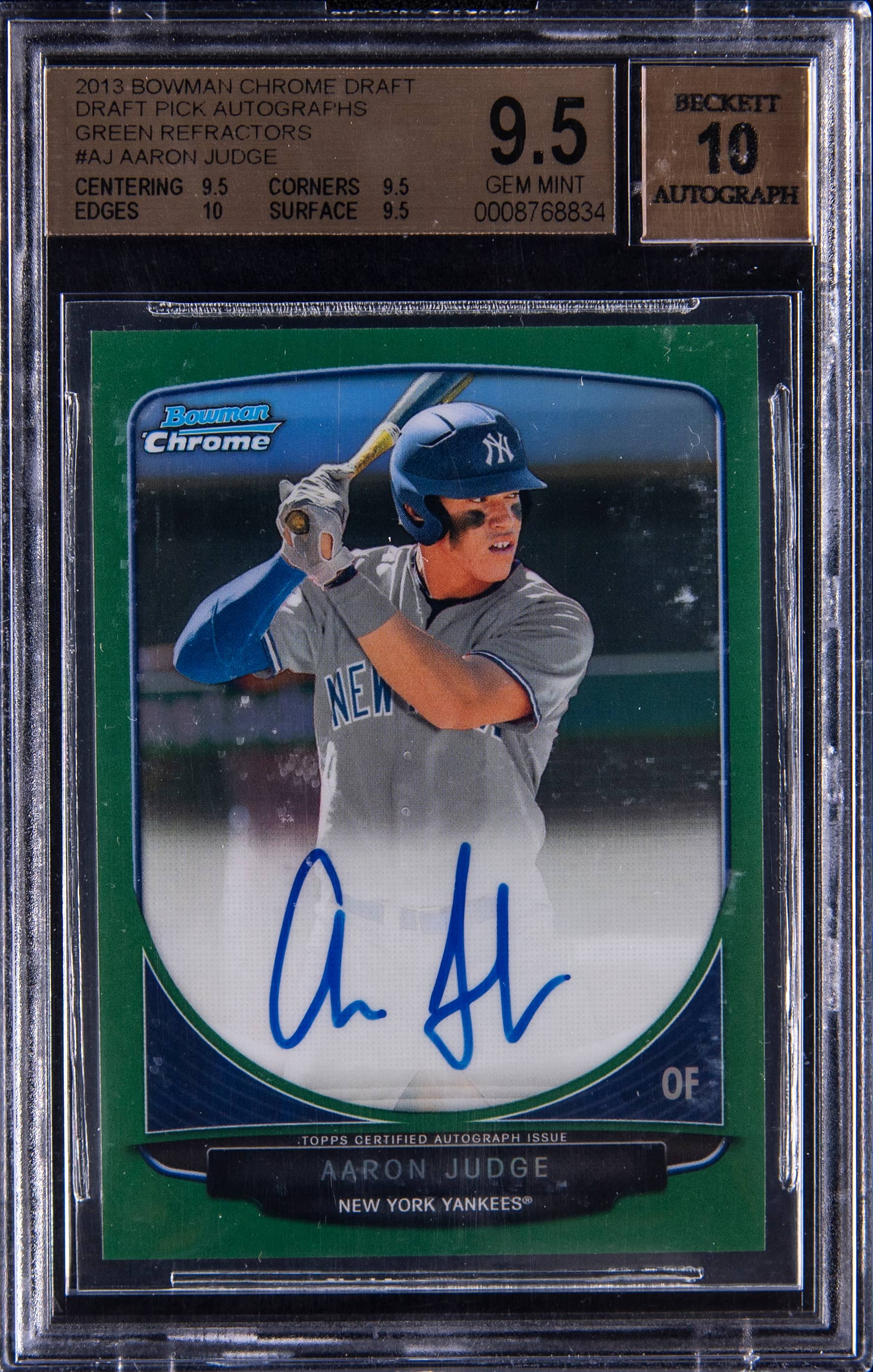 2013 Bowman Chrome Aaron Judge Green Auto BGS 9.5 Sale