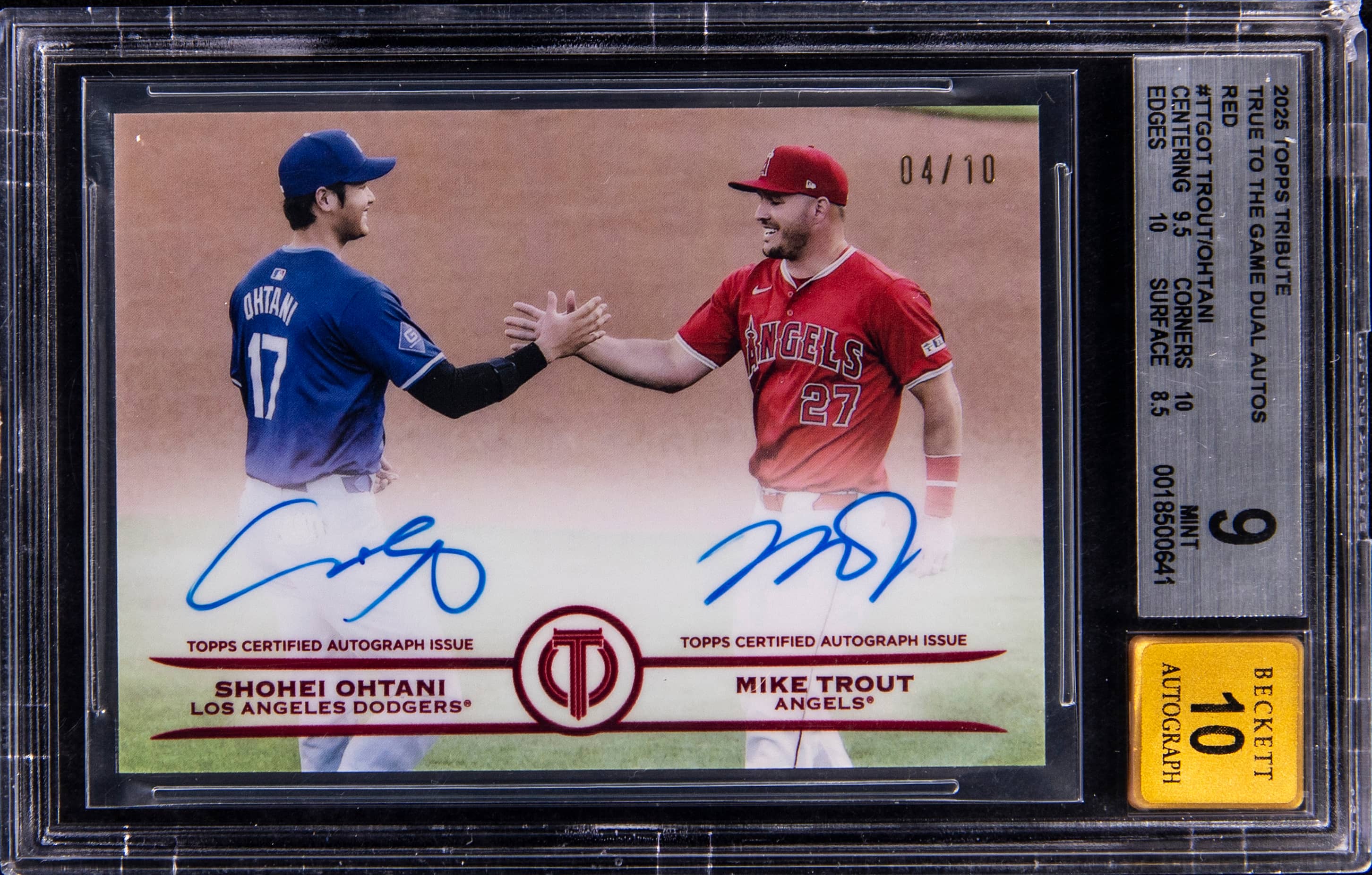 Ohtani/Trout 2025 Tribute Dual Auto Red Sells Strong