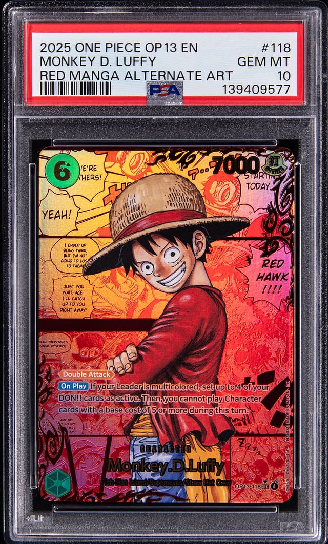 2025 OP13 Luffy Red Manga PSA 10 Sale at Goldin