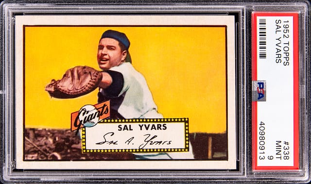 1952 Topps Sal Yvars PSA 9 sells for $16,165