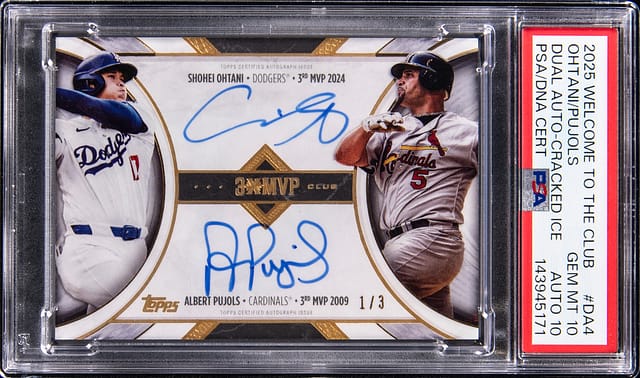 Ohtani & Pujols 3X MVP Dual Auto /3 Sells for $15.9K