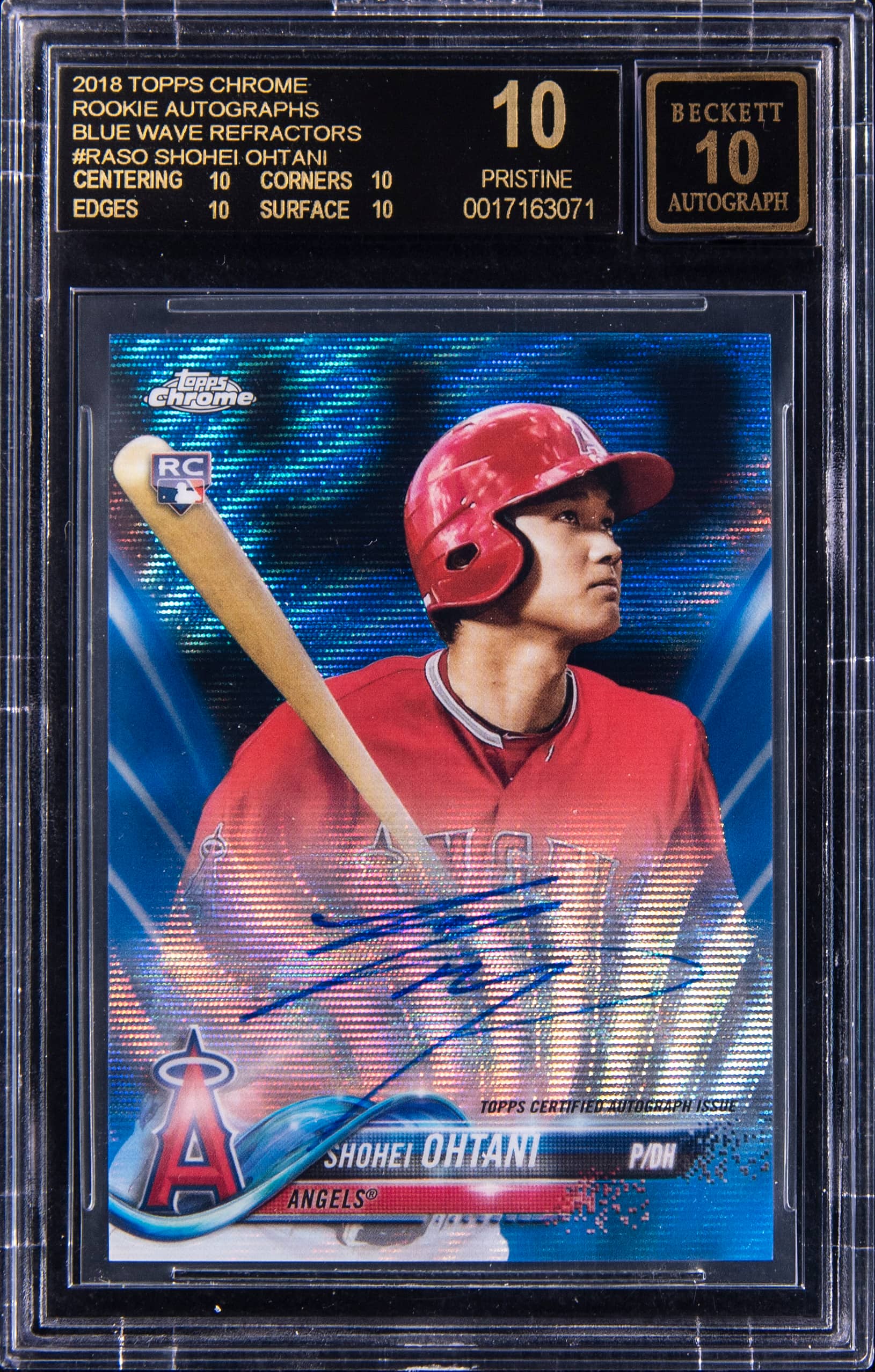 Ohtani 2018 Blue Wave Auto BGS Black Label Sells