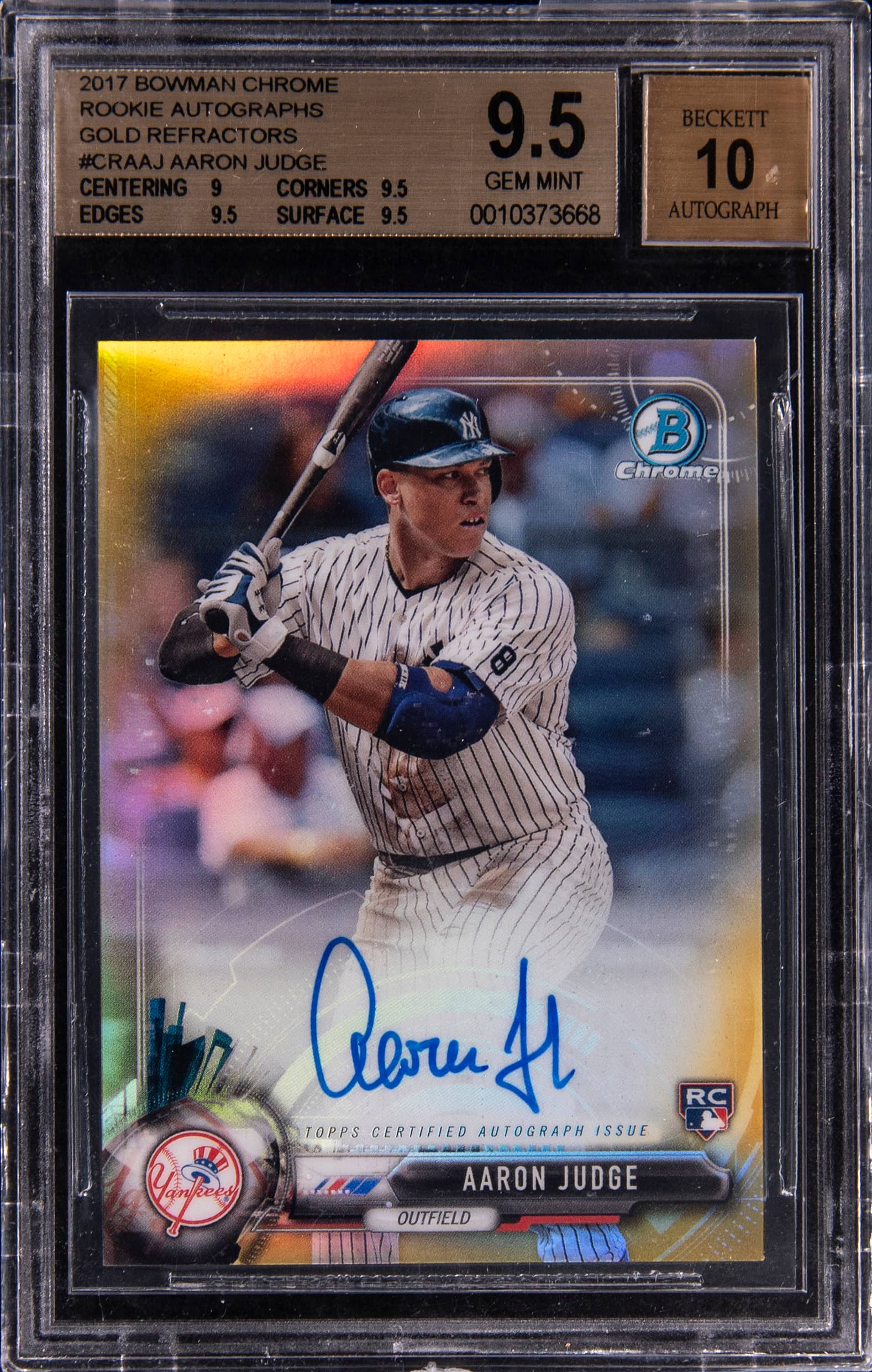 2017 Aaron Judge Gold Bowman Chrome Auto BGS 9.5 Sale