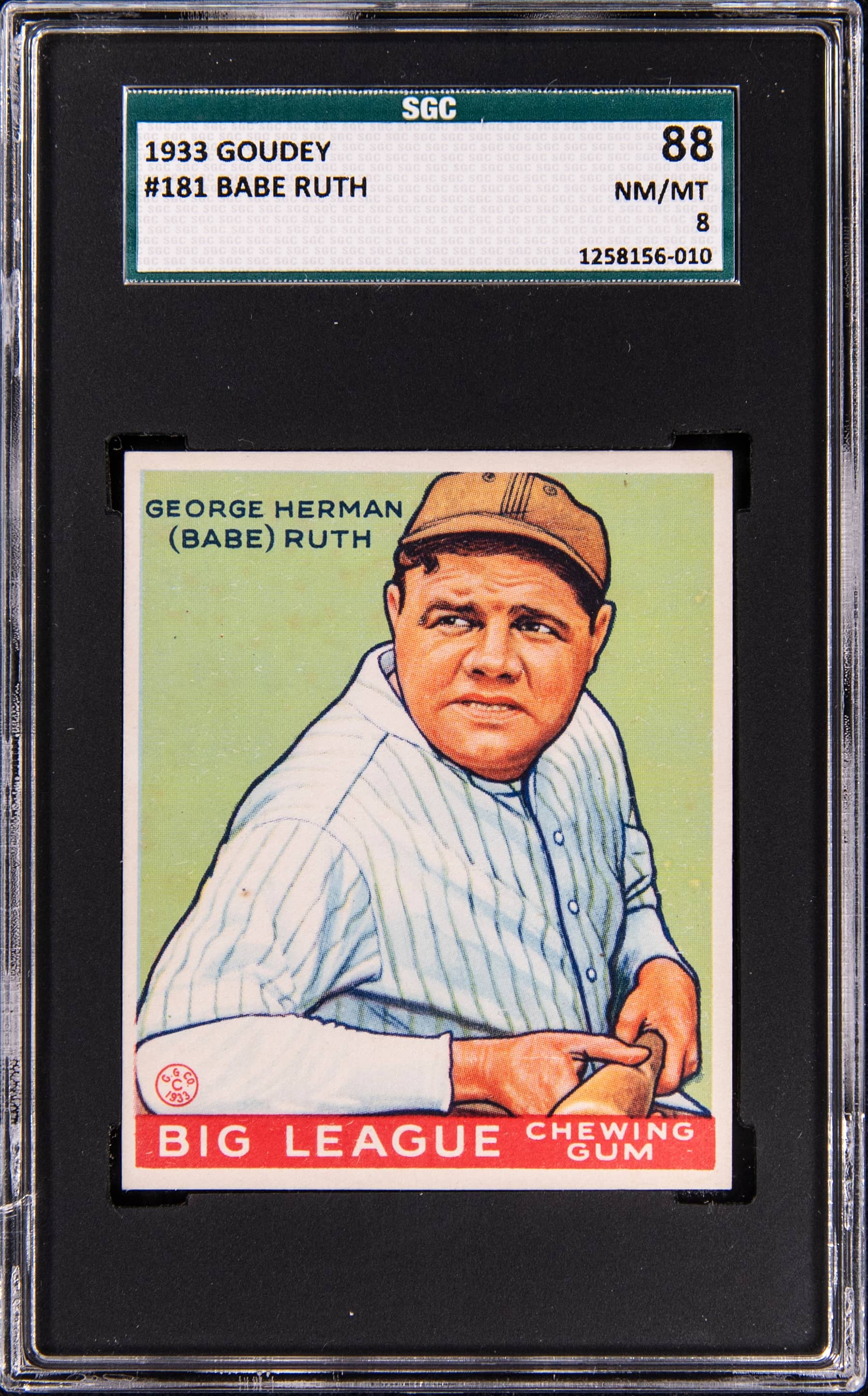 1933 Goudey #181 Babe Ruth SGC 8 Sells for $124K