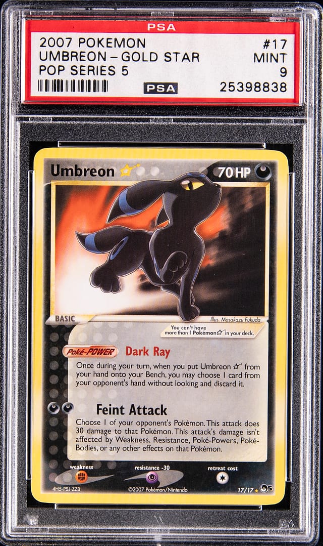 2007 POP 5 Gold Star Umbreon PSA 9 Sells for $28k