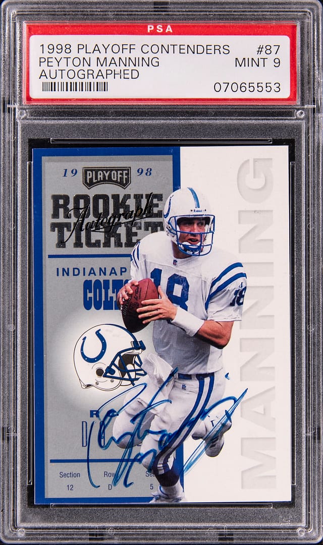 Peyton Manning 1998 Contenders Rookie Auto PSA 9 Sale