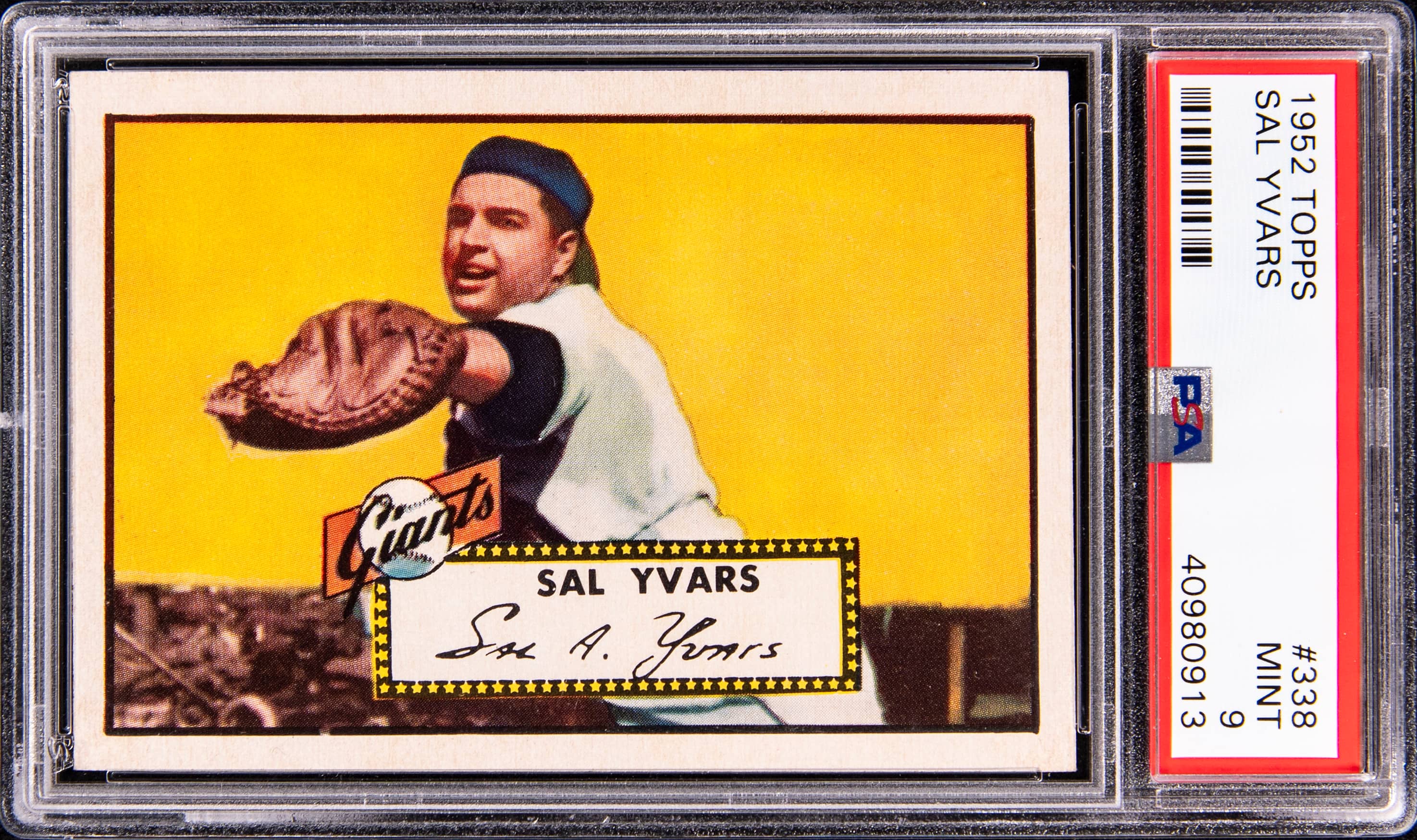 1952 Topps Sal Yvars PSA 9 High Number Sells Strong