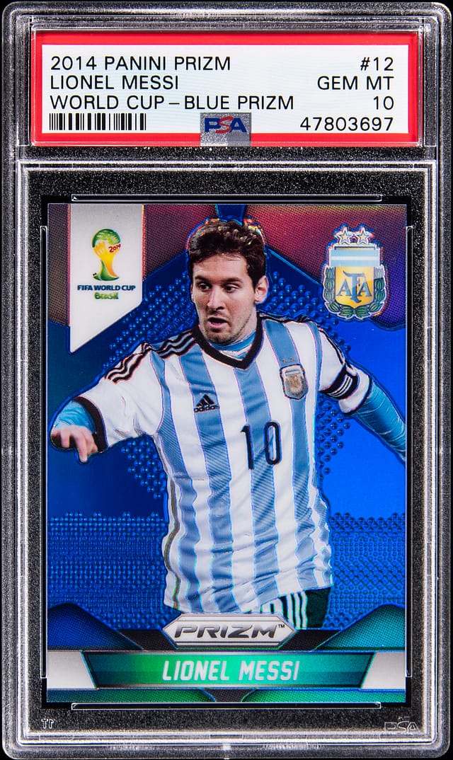 2014 Prizm Blue Messi PSA 10 sells for $50,020