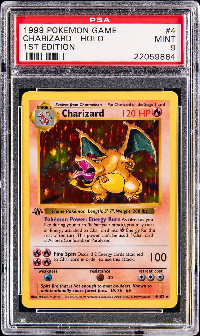 1999 1st Edition Holo Charizard PSA 9 Sells for $62K