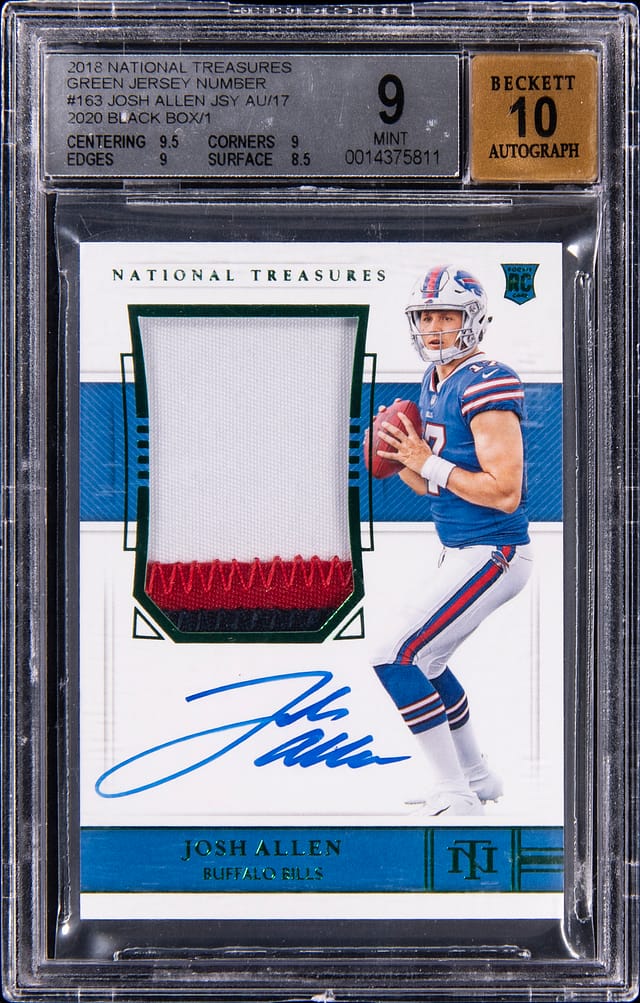 2018 NT Josh Allen 1/1 RPA Black Box sells for $15K