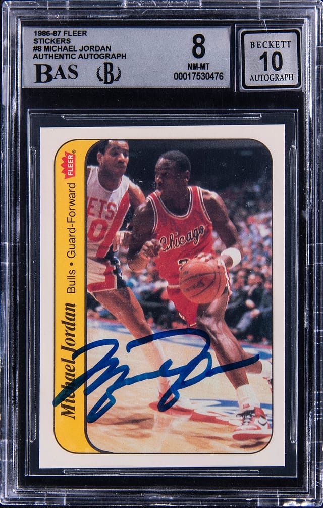 1986 Fleer Jordan Sticker Auto BGS 8 Sells for $51K