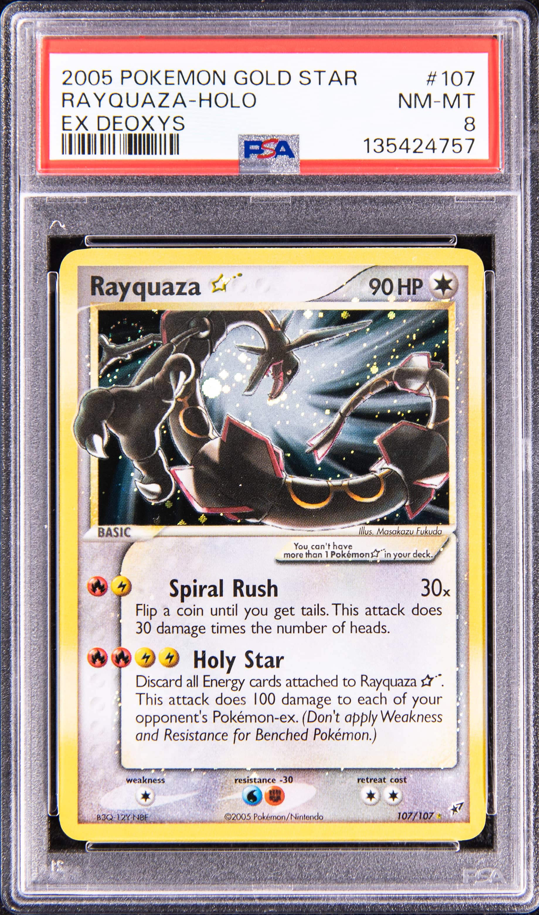2005 EX Deoxys Gold Star Rayquaza PSA 8 Sale