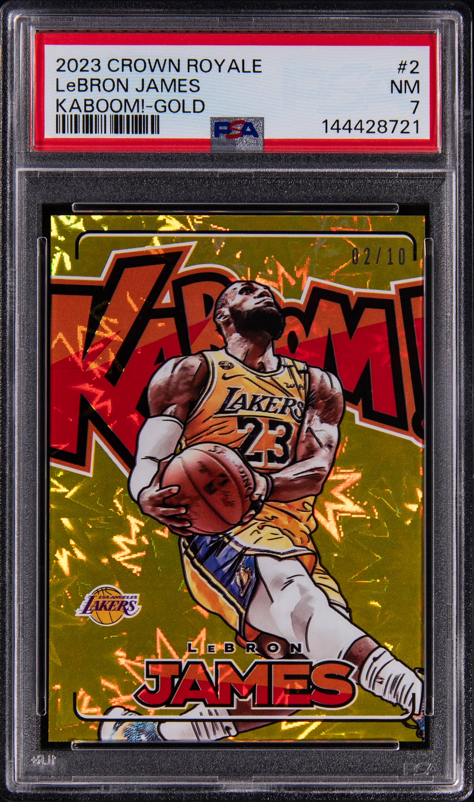 LeBron 2023-24 Kaboom! Gold /10 PSA 7 sells for $854K