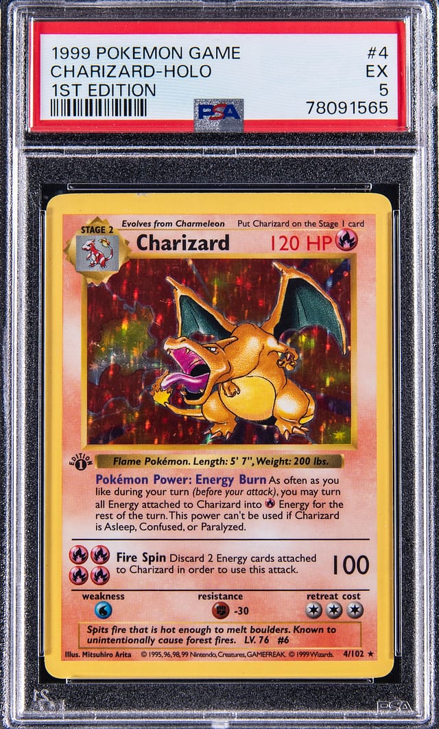1999 1st Edition Holo Charizard PSA 5 Sells for $14.9K