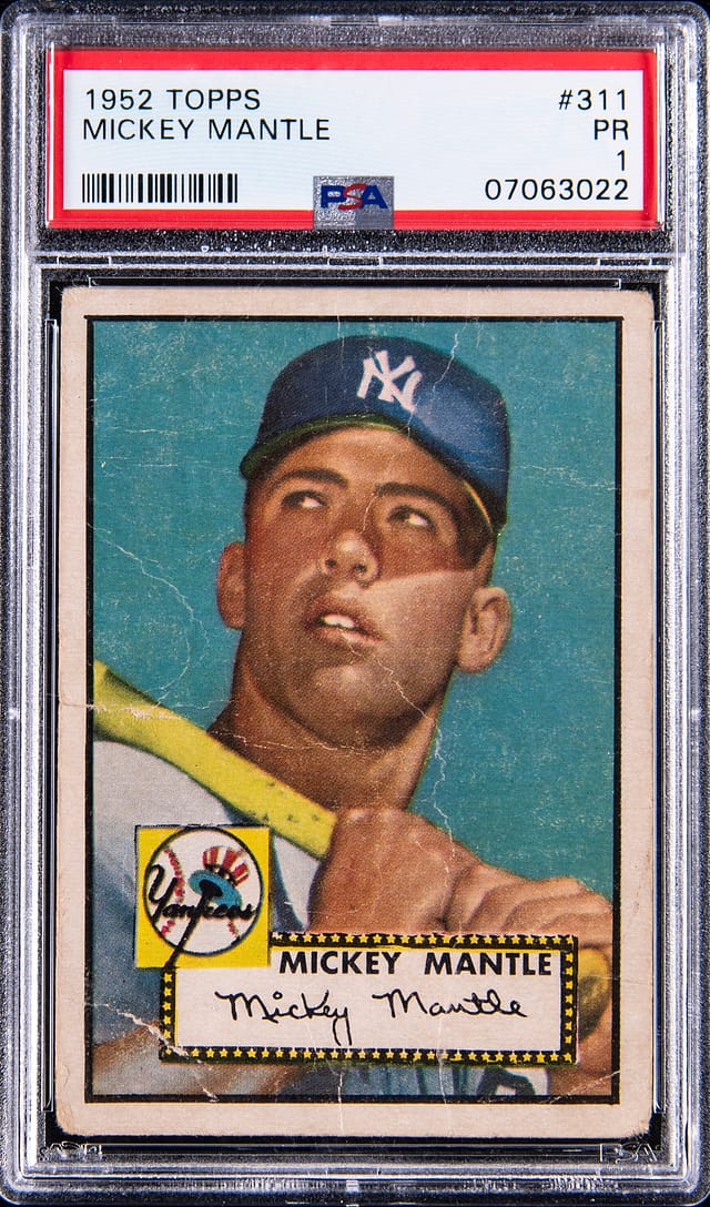 1952 Topps Mickey Mantle PSA 1 sells for $53K
