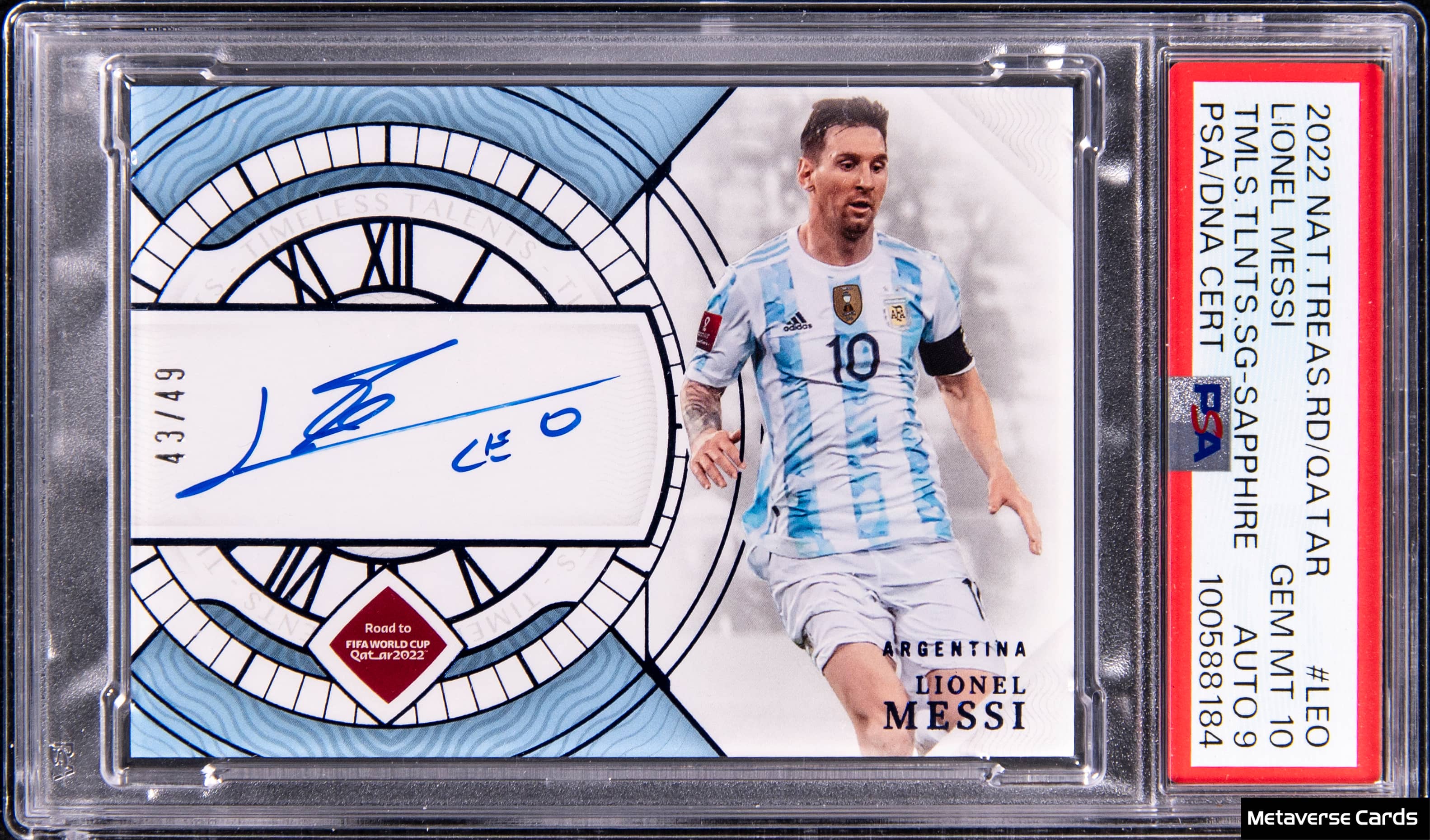 2022 NT Messi Sapphire Auto /49 PSA 10 Sells for $14.8K